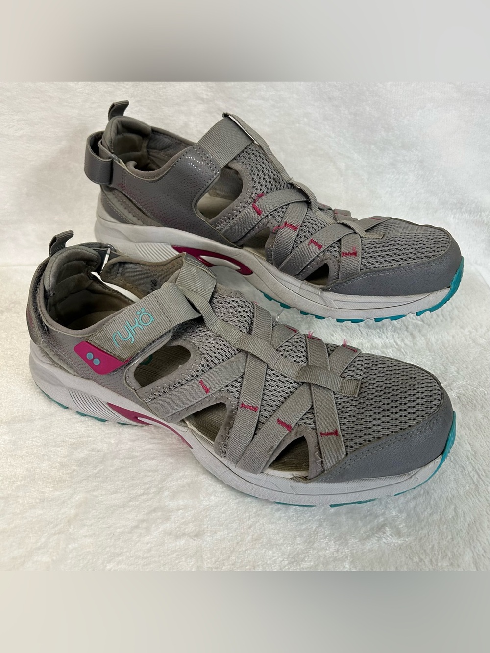 Ryka Women's Sandals Size 10 Gray Sky Walk Trek Sport Hiking Walking Shoes